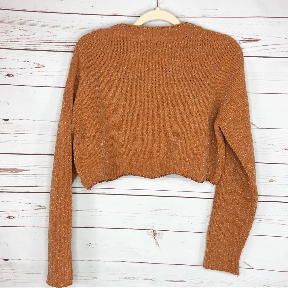 English Factory Cropped Knit Metallic Sweater NWT - Picture 4 of 6
